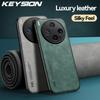 KEYSION Luxury Retro PU Leather Phone Case for VIVO X300 Pro 5G Soft Silicone+PC Shockproof Phone Back Cover for VIVO X300 Pro