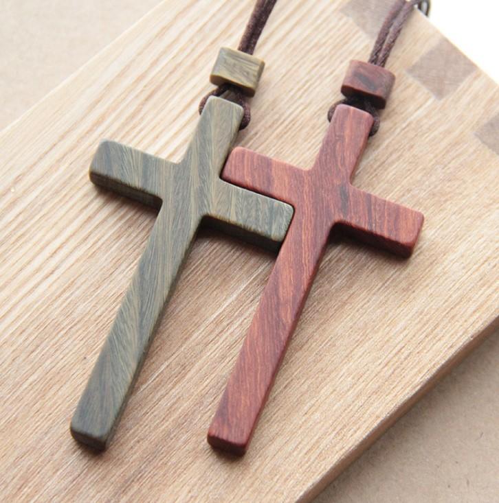 Christian Sandalwood Necklace Cross Solid Wood Necklace Christian Crafts Solid Wood Jesus Catholic Rosarios Catolicos