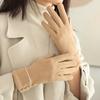 1 Pair of Warm Gloves Suitable for Women's Winter Fleece-Lined Windproof and Cold-Resistant Touchscreen Cycling Driving Fingerless Mittens