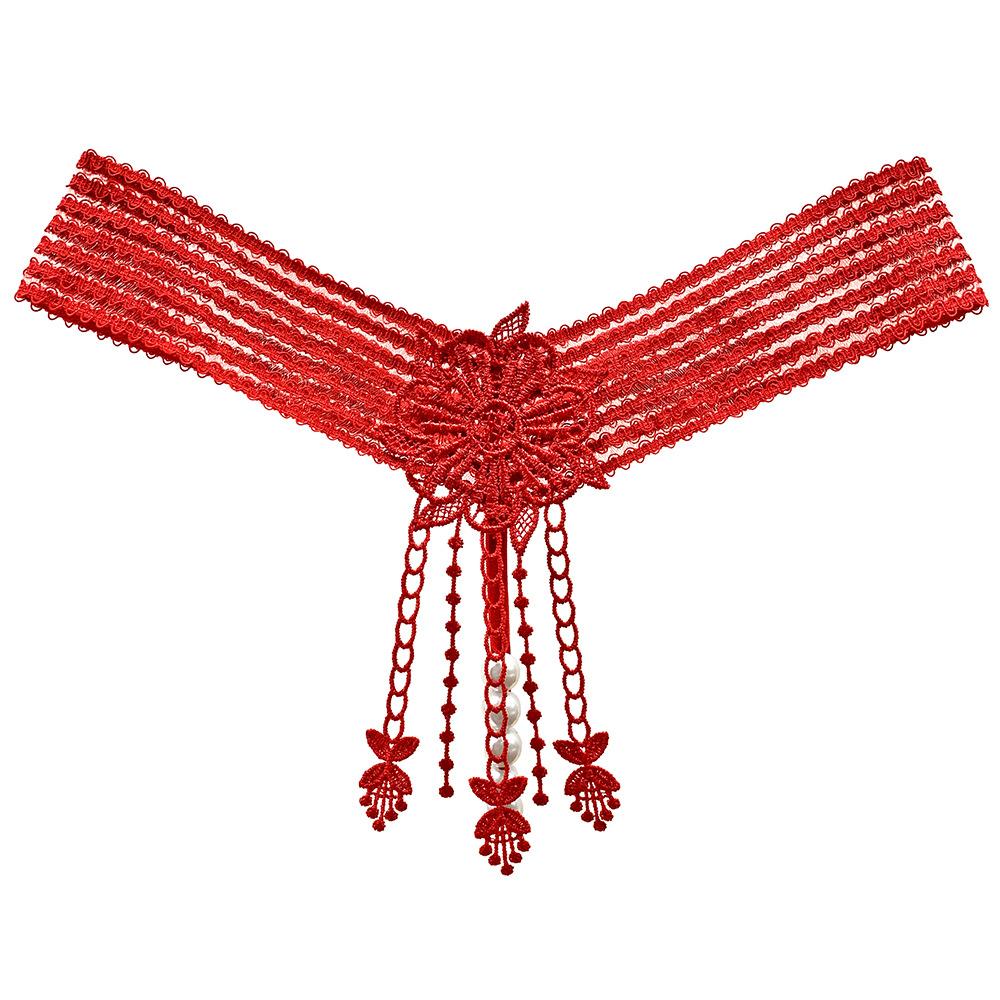 Evropské a americké sexuální kalhotky pro ženy, třecí Yin Pearl A Thread Bed Tease, horké perspektivy, vyšívané tanga pro ženy