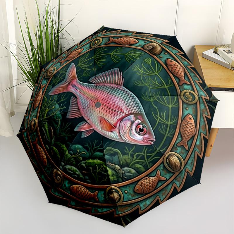 Underwater Serenity pattern umbrella, portable and foldable design, 8 ribs, a casual accessory for Halloween, Christmas, and birthday gifts.