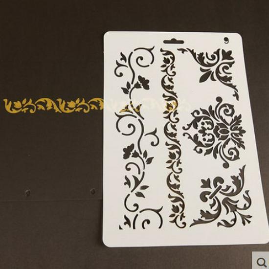 Narzędzia do dekoracji albumu DIY: Motyw Koronka Linijka, Puste Szablony PET i Akcesoria do Malowania