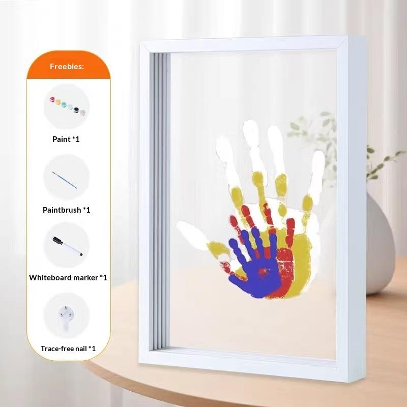 Personalized Family Handprint Photo Frame DIY Set with 6 Paint Colors, Pen, Eraser, and Brush