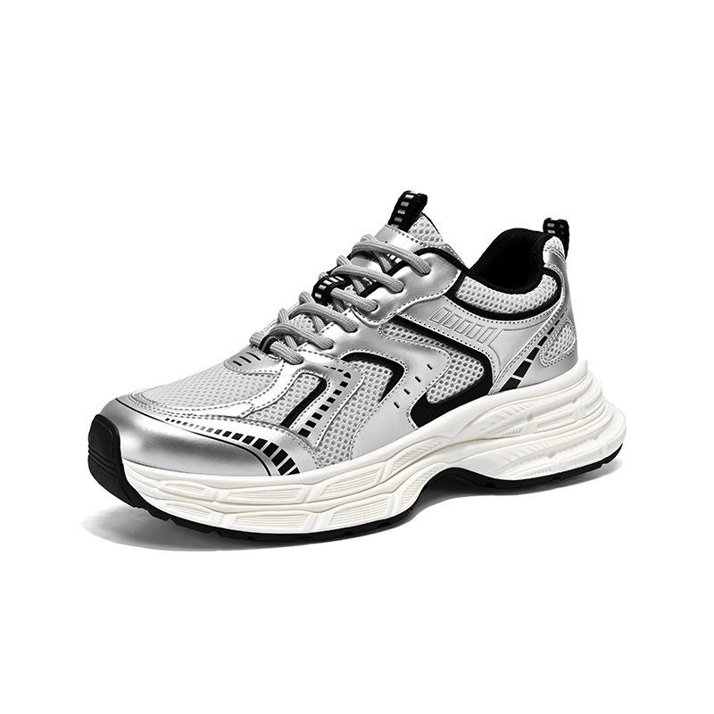 Shoes Men's Popular Silver Dad Shoes Men's 2025 New Mesh Breathable Spring Platform Sports and Leisure Men's Shoes