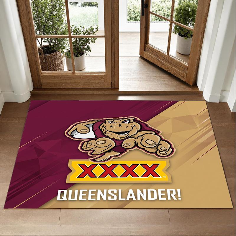 Queensland Maroons Design Crystal Velvet Rug Soft Decorative Mat for Bedroom Entrance
