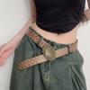 European Retro Brown Rose Leather Belt - Y2K Spicy Girl Waist Accessory for Dresses & Jeans