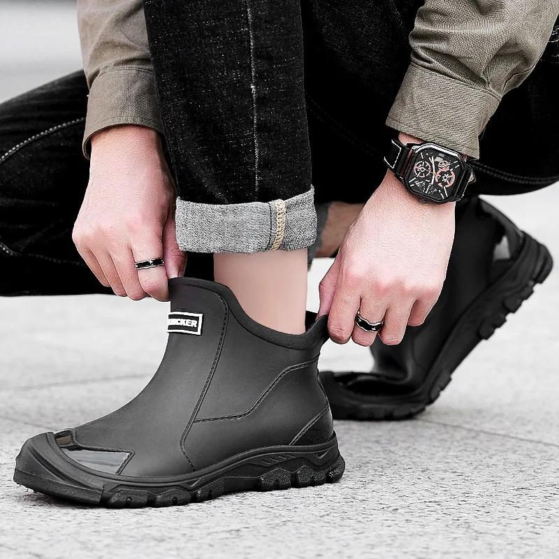 Waterproof Wear-Resistant Short Boots For Men Outdoor Fishing Kitchen Delivery Motorcycle Equipment Parts Rain Shoes Rubber Shoe