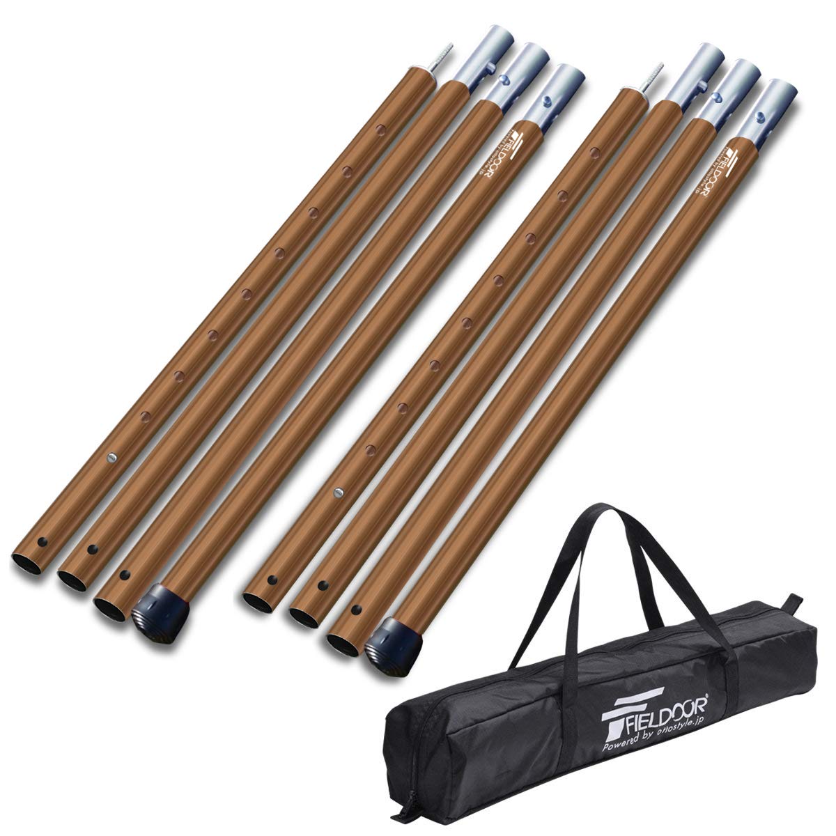 

FIELDOOR Aluminum Tent Poles of Bag also suitable for large tarps and cotton push split camping [Set 2/Storage Set/Brown] 4-piece connection,