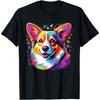 Watercolor Colorful Corgi Dog T-Shirt