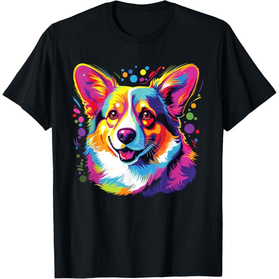 Watercolor Colorful Corgi Dog T-Shirt XXXXXL чёрный