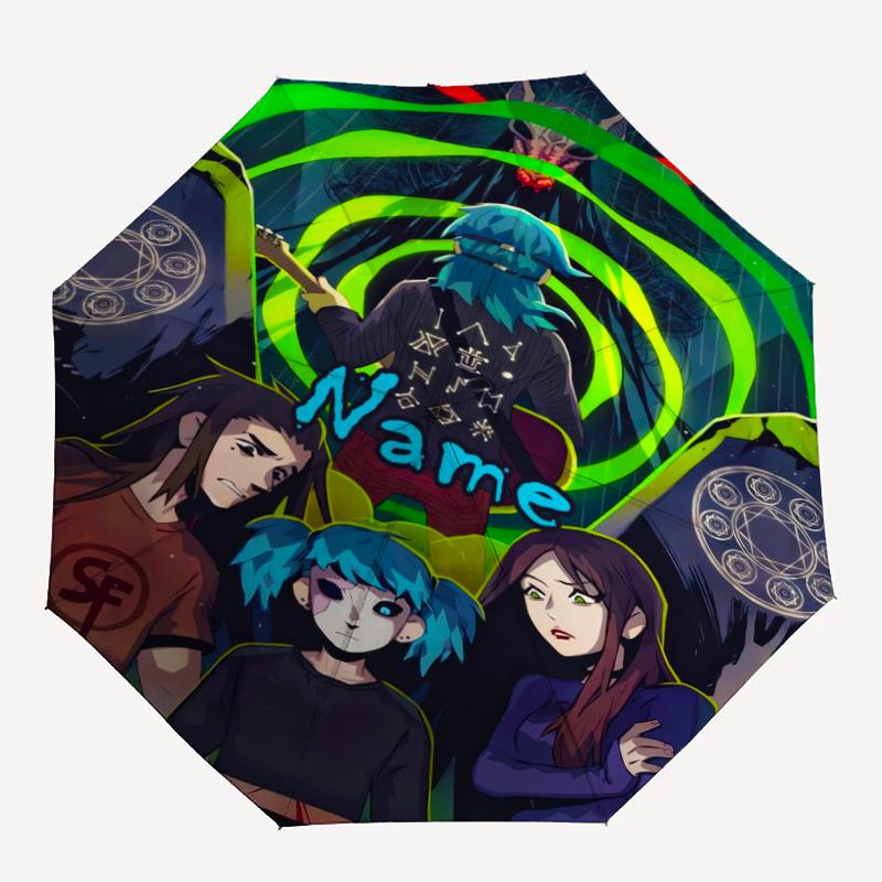 Custom Name Sally Face Theme Automatic Umbrella, Lightweight & Portable, 8 Rib, Perfect for Outdoor Travel, Birthdays, Christmas, Gifts.