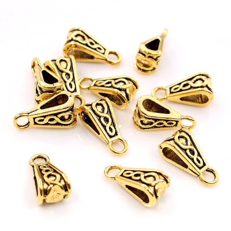 15x7mm 20pcs Antique Gold Silver Plated Clasps Pinch Bails Handmade Charms Pendant:DIY for bracelet necklace