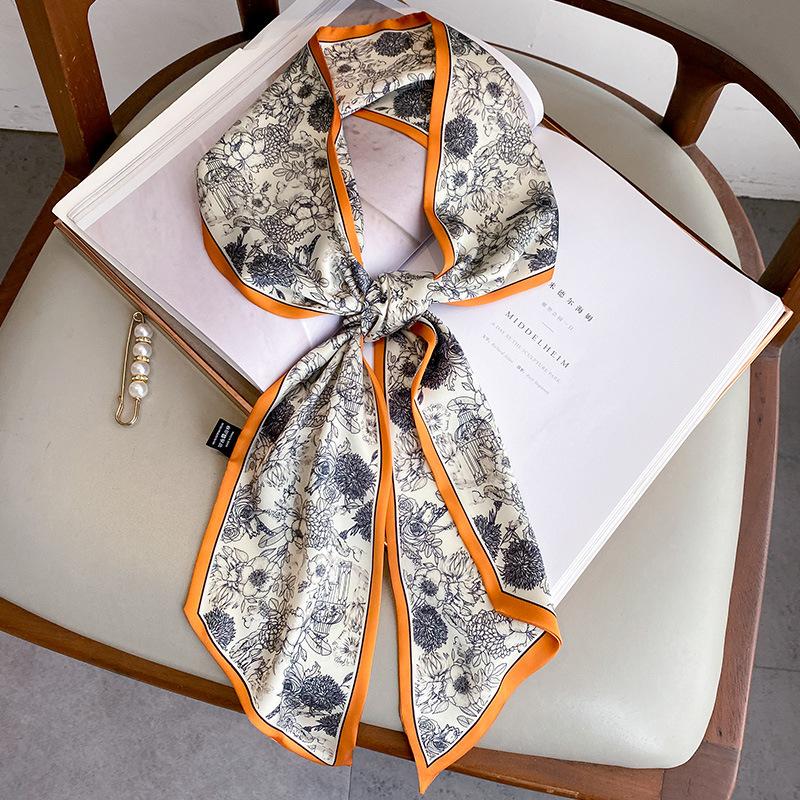 Long Silk Scarf Bag Tie Lady Neck Skinny Scarves Hairband Foulard  Print Brand Lady Neckerchief Ribbon  Summer New