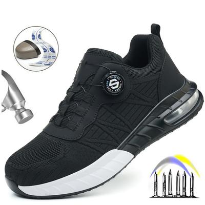 Men's Steel Toe Safety Shoes Anti Smash & Anti Puncture Lightweight Work Fashionable And Durable Buttoned Safety Shoes Boots