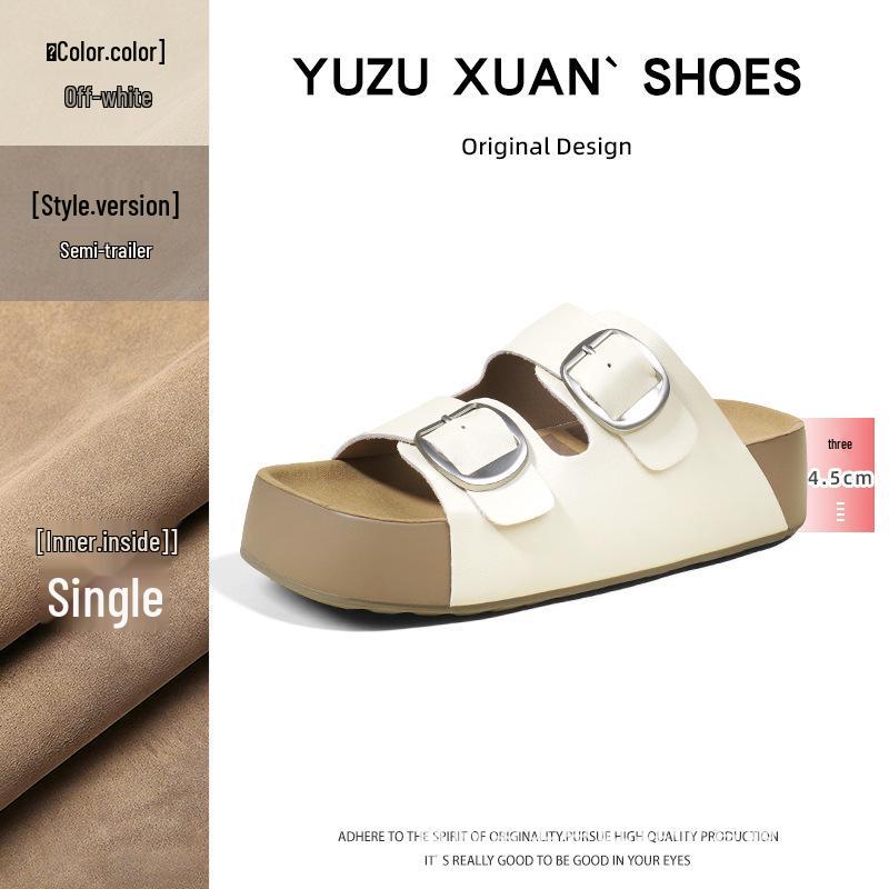 Nama Shoku Pan - Velcro Two-Strap Thick Sole Sandals 4.5CM