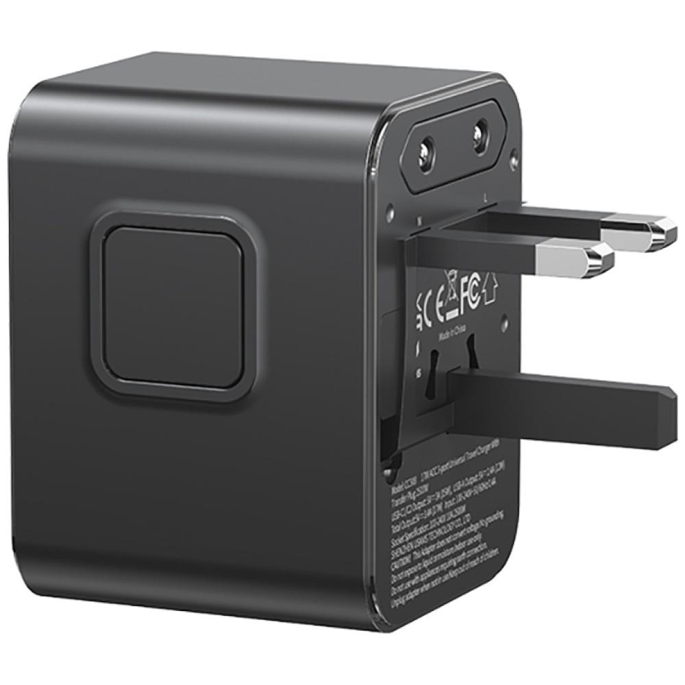 Ładowarka Sieciowa Usams Travel Adapter  Cc308 Usb-C + Usb-A 17W 4W1 Us/Au/Eu/Uk Czarny