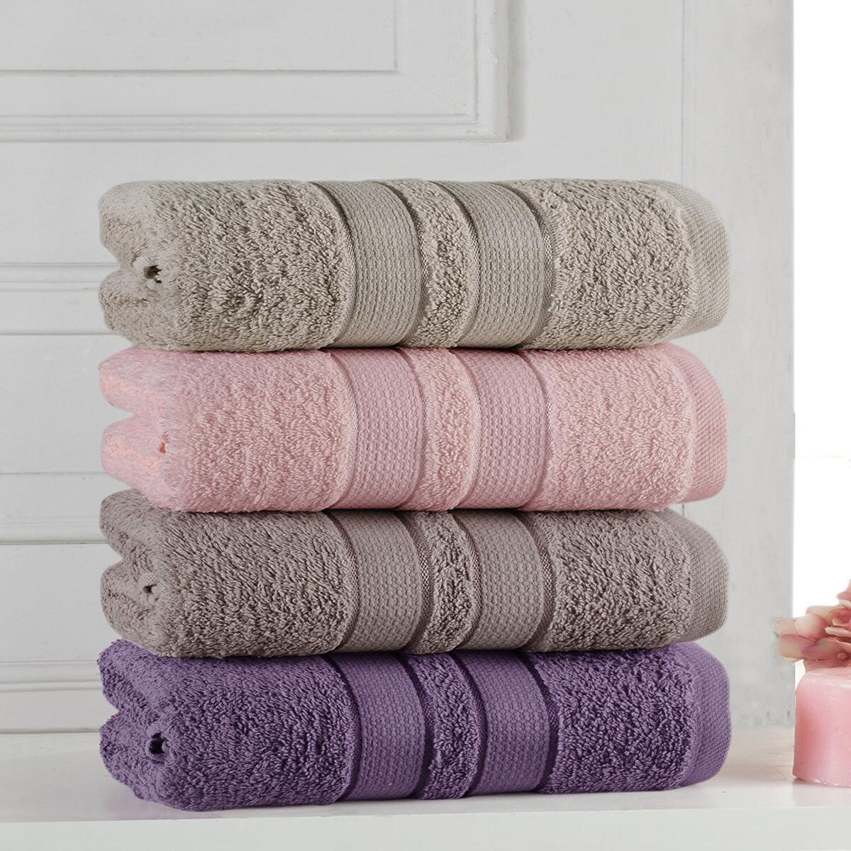 

Набір рушників для обличчя з 100% бавовни, 4 предмети, високоякісні турецькі, швидковисихаючі, суперм’які, чудово поглинаючі, яскраві кольори 50x90 см 50x90cm рожевий/фіолетовий