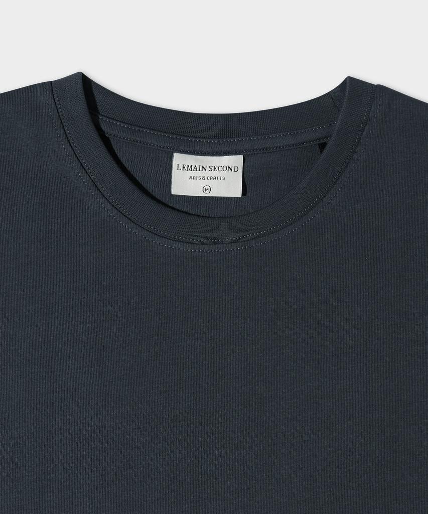LEMAIN SECOND Cropped Plain Oversized Short Sleeve T-Shirt [Dark Gray]