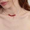 NUOY Gemstone Coral Freshwater Pearl Necklace