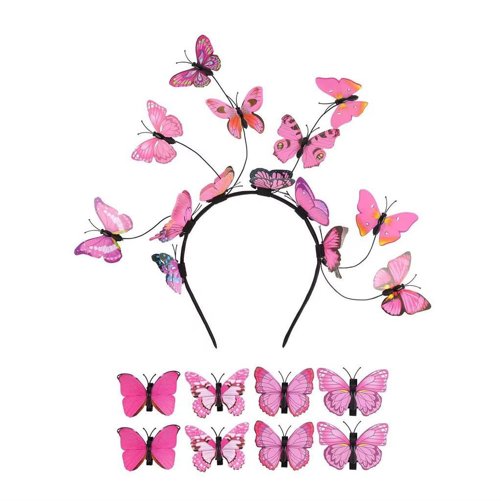 Elegant Korean-Style Bridal Floral Wreath Butterfly Headband
