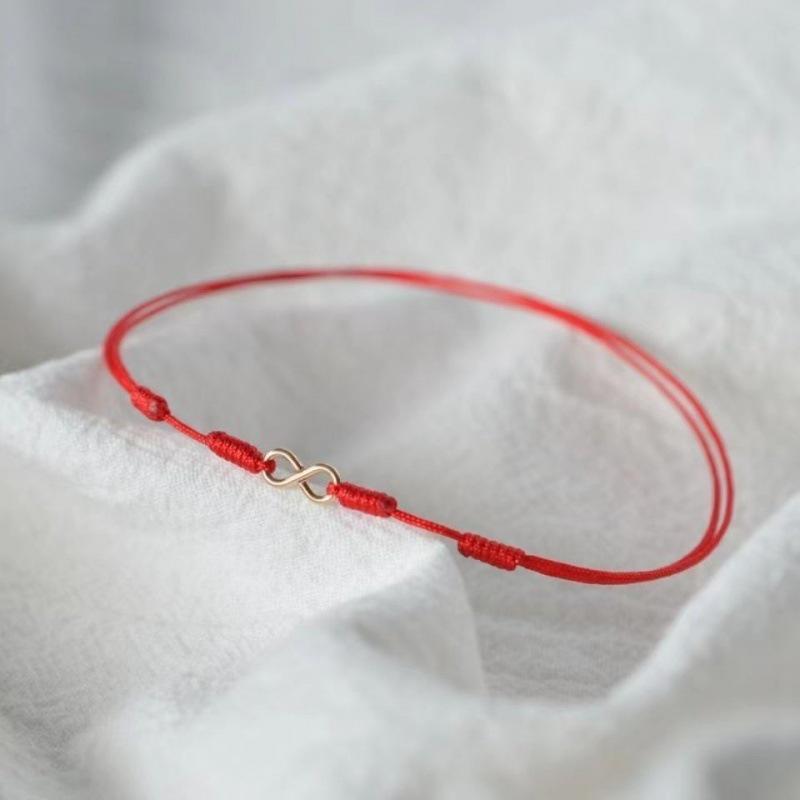 Year of the Rat Red String Anklet: Infinite Money Design, Hand-Woven Couples' Gift