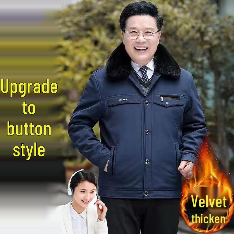 Men's Fleece-Lined Winter Jacket: Thick, Warm, Short Style for Middle-Aged & Elderly – Perfect for Autumn & Winter.