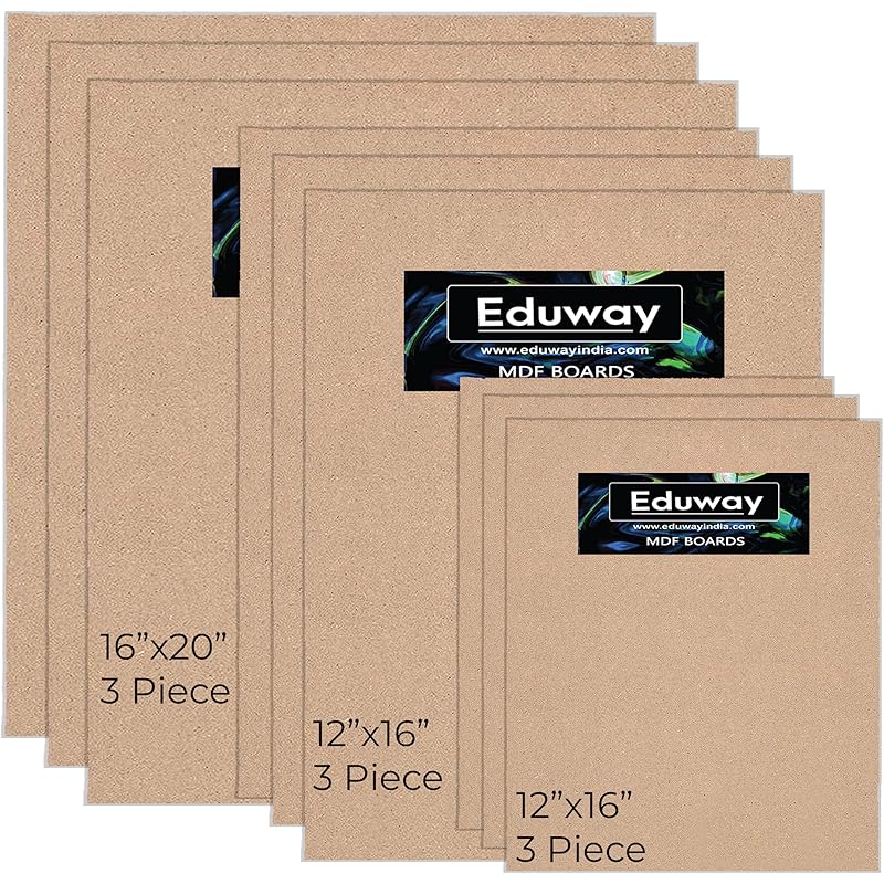

Eduway Mdf Board 12X16 | 12X18 | 16X20 Inch Wood Sheet For Mandala, Lippan, Resin Art & Craft, 4Mm Thick, Pack Of 9 - Pr 0 коричневый