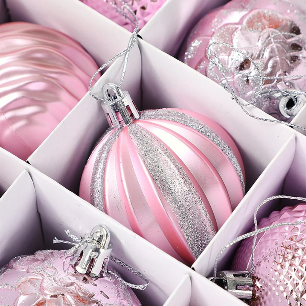 12pcs Christmas Tree Ball Ornaments Farmhouse Xmas Tree Decoration Delicate DIY Craft for Hotel Shopping Mall Cabinet