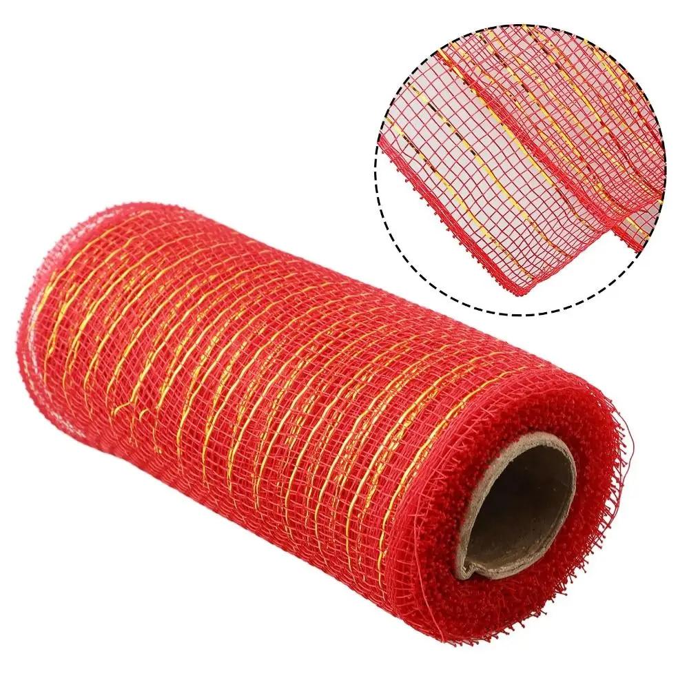 Shiny Christmas Decoration Mesh Ribbon 26cm Colorful Christmas Flower Wreath Mesh Net Handmade Xmas Tree Ribbon Christmas Decor
