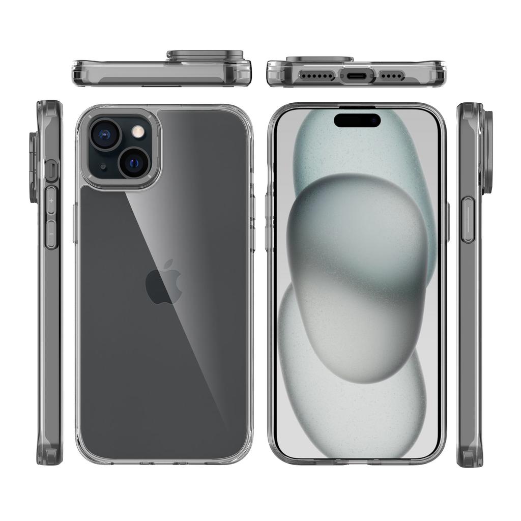 For iPhone 15 Case Shockproof TPU+PC Phone Back Cover with Metal Lens Kickstand