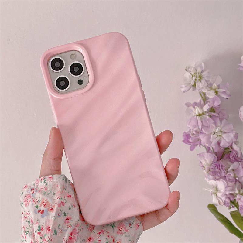 3D Water Wave Pattern iPhone 17 Pro Max Case - Solid Color, Glossy, Soft for Couples