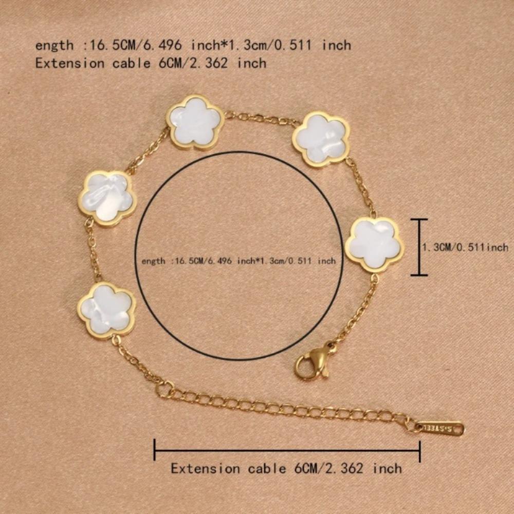 Classic Four-Leaf Clover Series Bracelet - Multi-color Shell / Enamel Gold-plated Jewelry, Vintage Elegant Niche Design Accessor