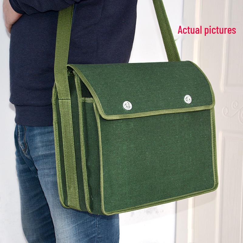 Thickened Canvas Tool Bag: Large, Wear-Resistant, Multifunctional Carpenter and Electrician Crossbody Pouch.