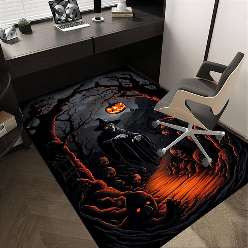 

1pc Halloween spooky Carpet Anti Slip Polyester Floor Mat for office.Bedroom 60cm by 90cm