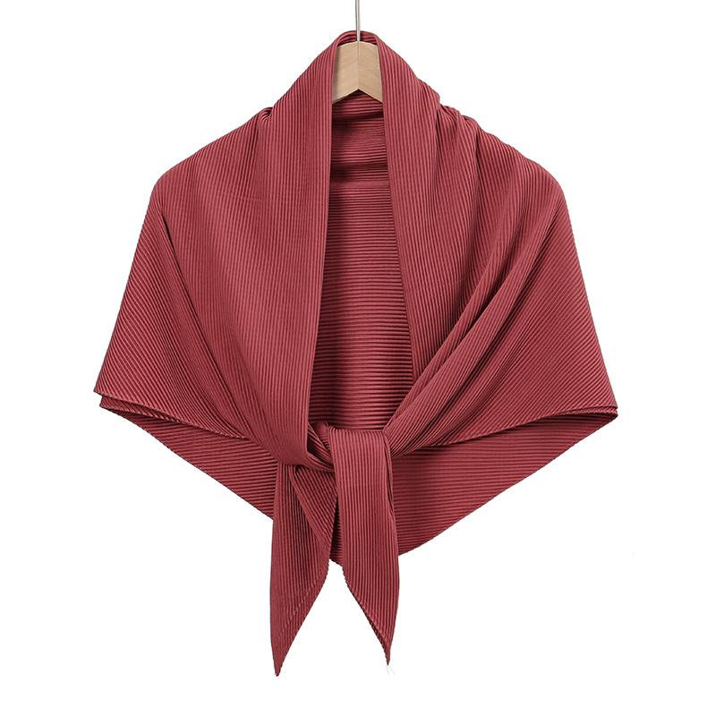 Maldives  Muslim Pleated Square Scarf Matt Silk Plain Hijab Women Crinkle Satin Headscarf Premium Soft Wrinkle Scarves
