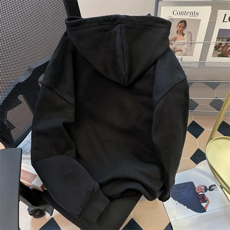 Autumn and Winter American Printed Sweater Men's Loose Couple Fleece Thickened Versatile Women's Hooded Jacket
