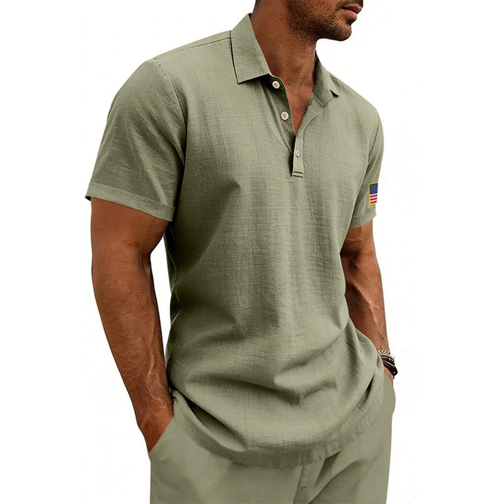 Herren Leinen Polohemden für Herren Kurzarm Hemd mit Knöpfen Herren Freizeit Golfhemden für Herren Henley Hemden für Herren Bequeme Passform
