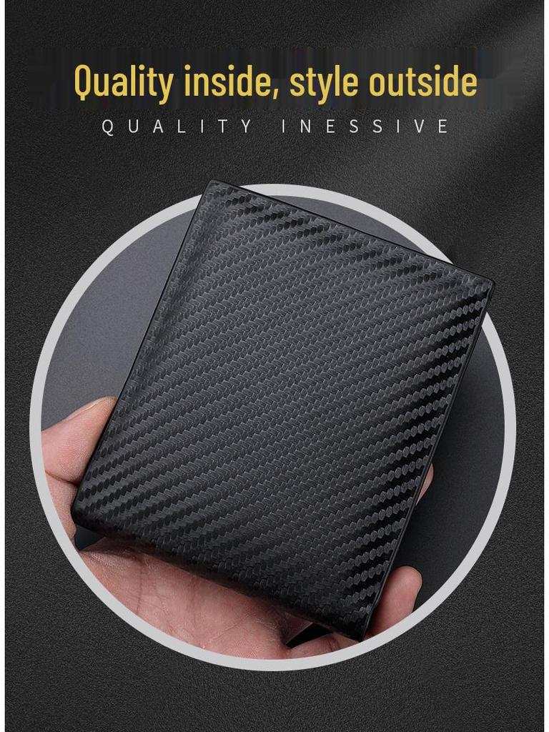 Men's Carbon Fiber Zipper Card Holder - European & American Style Horizontal Wallet