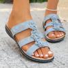 Fashion Vintage Flower Decoration Slip On Sandals Women Non Slip Soft Sole Low Heels Slides Women 2025 Summer Casual Holiday Slippers