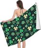 Saint Patrick's Day Lucky Clover Beach Towel, Green Shamrock Lightweight Bath Towels, Quick Dry Absorbent Microfiber Swim Yoga