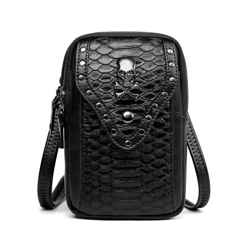 Womens PU Leather Skull Snake Print Crossbody Bag Small Square Shoulder Travel Phone Storage