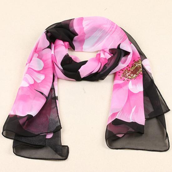 Scarf Floral Fashionable Chiffon Neckerchief Women Graceful Shawl for Dating