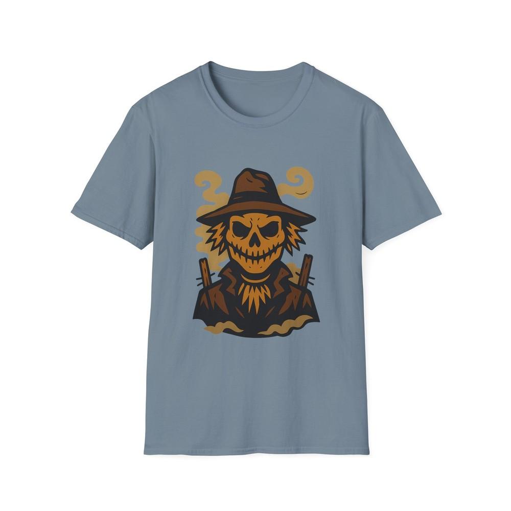 

Unisex Softstyle T-Shirt Haunted Sinister Scarecrow Graphic Novel Style T-Shirt XL