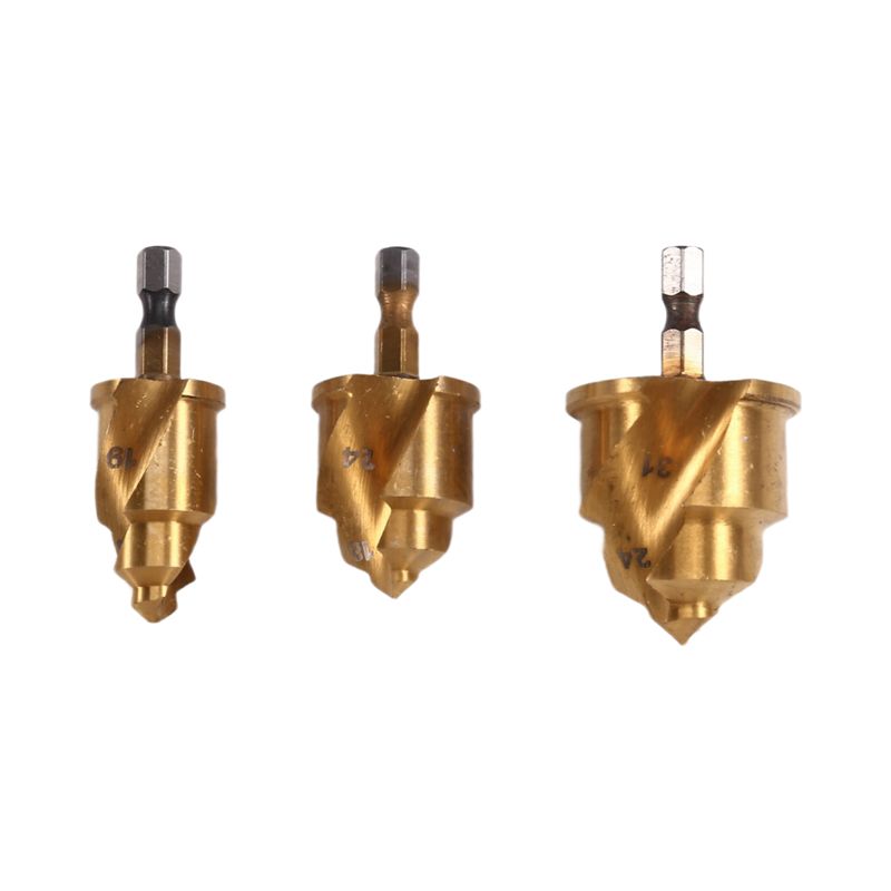 ABWR-3Pcs 20/25/32Mm Step Drill Bit With Limit Swivel Groove PPR Lifting Cone Drill Bits For Water Pipe Reaming