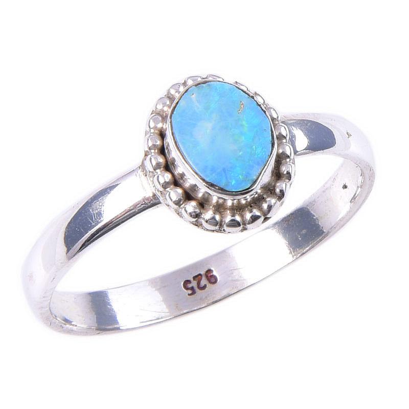Inel de bijuterii din argint solid 925 din opal australian natural S.8 A8a69