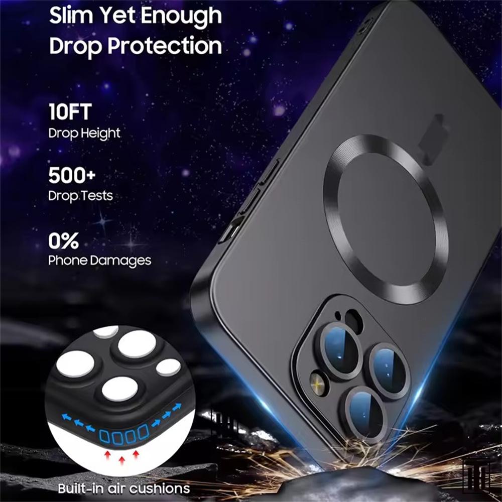 Für Magsafe Linsenschutz Matte Rutschfeste Handyhülle Für IPhone 16 15 14 13 12 11 Pro Max Plus Magnetische Kabellose Ladehülle