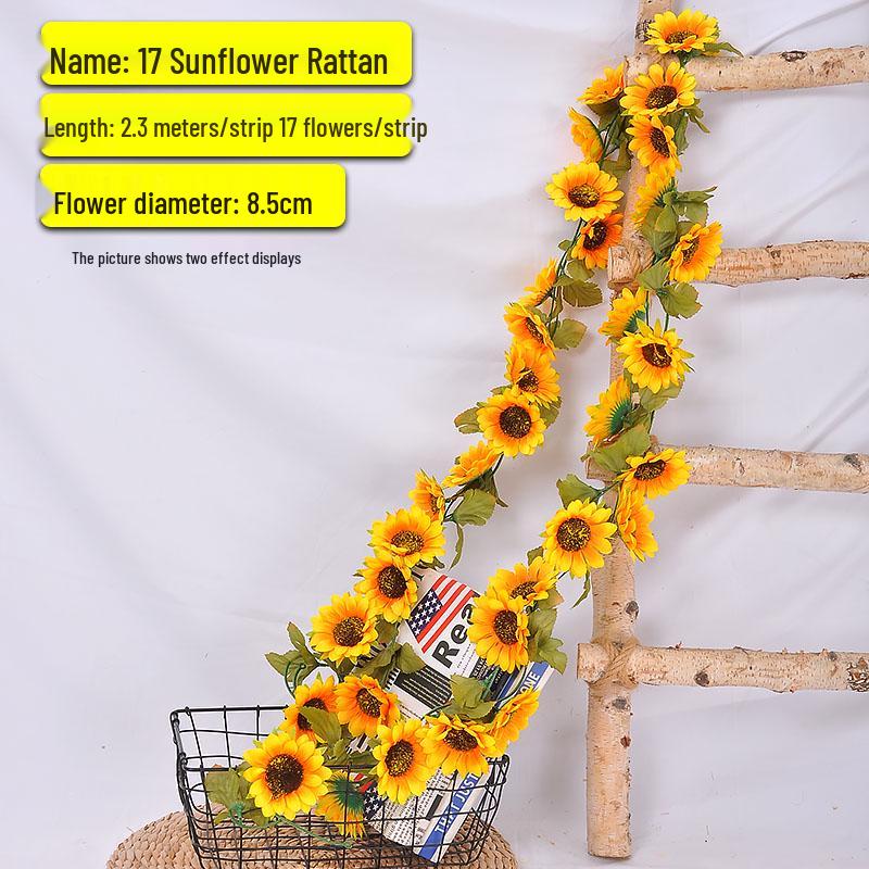 Sunflower Wall Hanging Basket - Artificial Vine for Indoor Decor