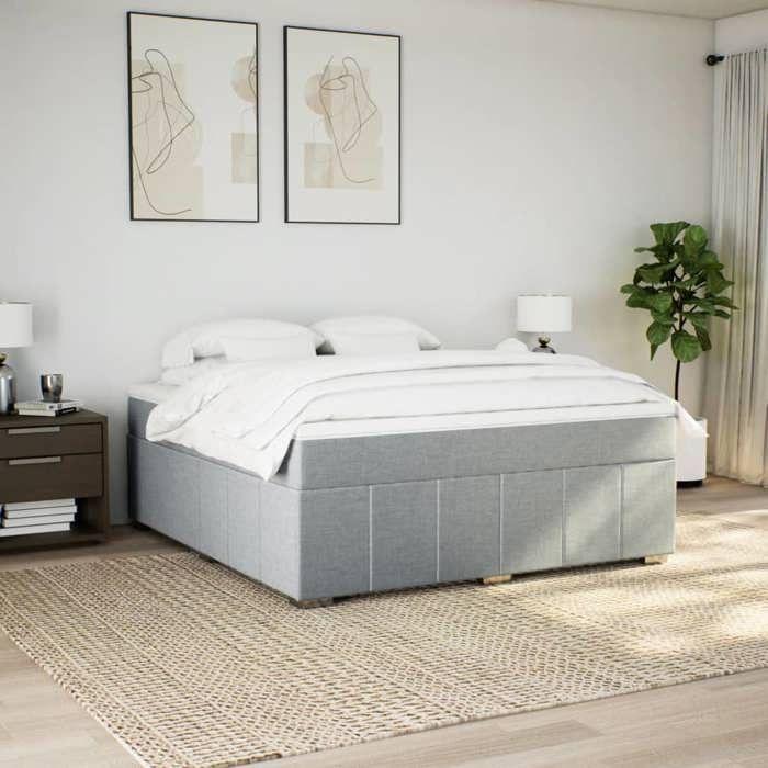 Maison Exclusive - Sommier à lattes de lit avec matelas Gris clair 180x200cm Tissu