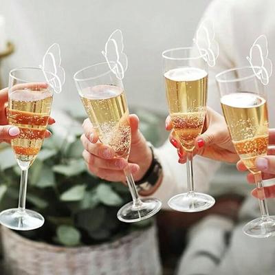 20 Pack Elegant Butterfly Glass Identifiers Drink Charm Acrylic Texture Cup Label Suitable for Parties and Celebration