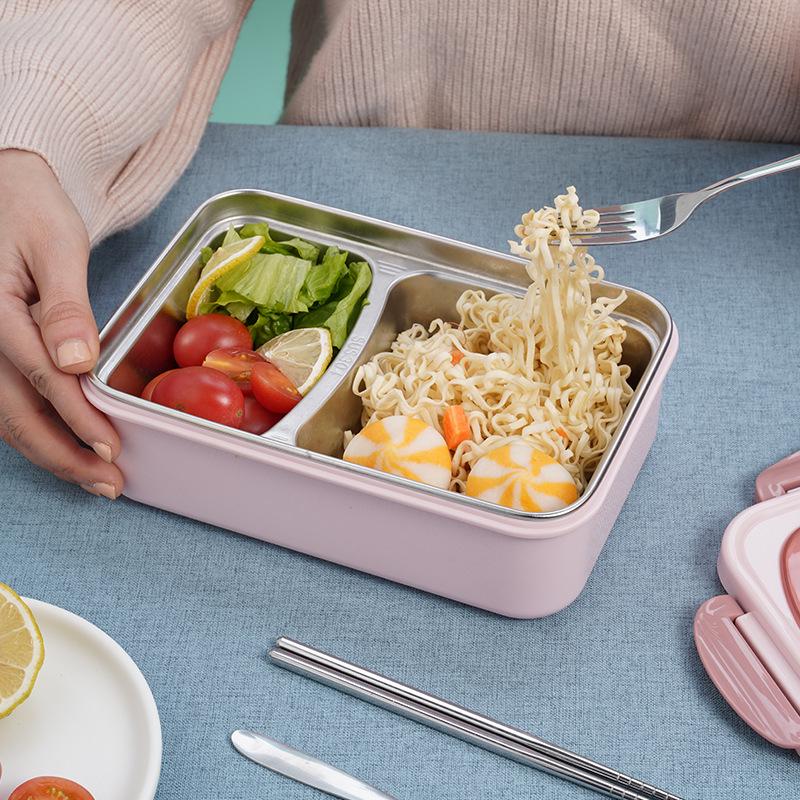 Spot Grid 304 Stainless Steel Bento Lunch Box - Microwaveable & Insulated for Women